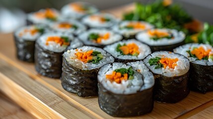 A delicious serving of vegetarian sushi. 