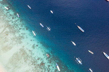 Aerial view of Gili Trawangan. Gili Trawangan is a small island located in the northwest of Lombok, Indonesia.