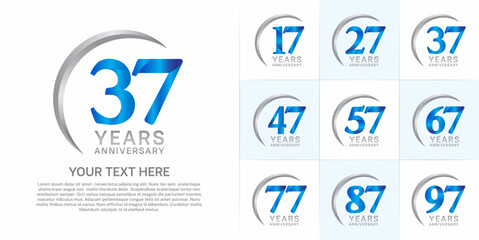Set of Anniversary Logotype blue color can be use for special day celebration