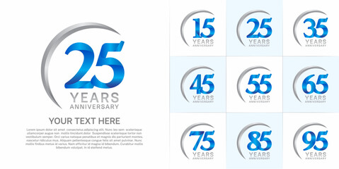 Set of Anniversary Logotype blue color can be use for special day celebration