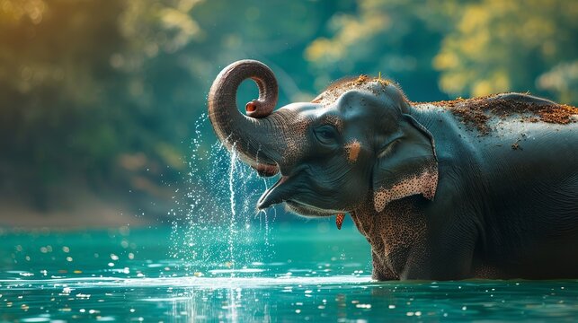 Elephant Playing With Water