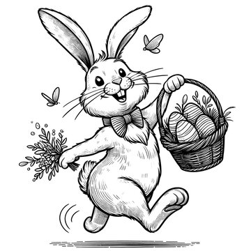 happy bunny carrying easter basket clip art preview