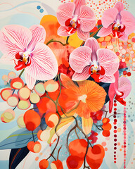 background with orchids    ,Ai generative  