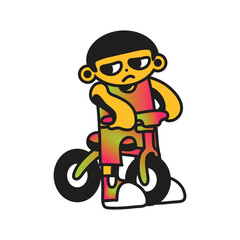 A boy riding bicycle cartoon character