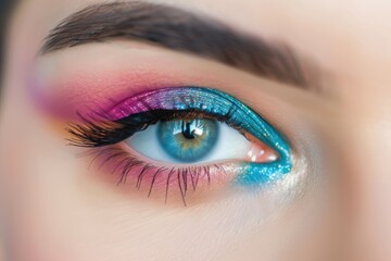 close-up of beautiful eye with bright stylish makeup