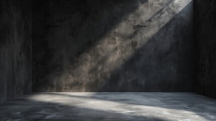 A corner of a dark room where a shaft of light creates an interplay of light and shadows on the walls - Powered by Adobe