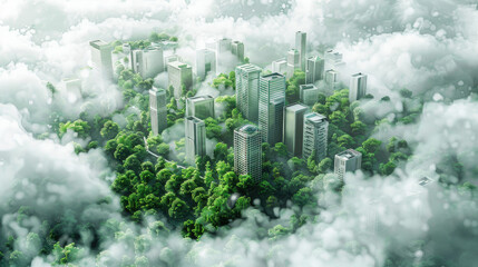Fototapeta na wymiar Futuristic Sustainable City Illustration, news, illustration, image, article, newspaper