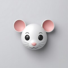 Mouse 3D sticker vector Emoji icon illustration, funny little animals, mouse on a white background