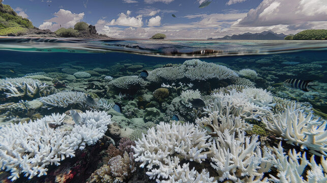 Coral Reef Bleaching Aerial Image, news, illustration, image, article, newspaper