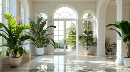 Houseplants in white interior