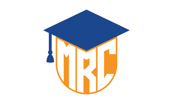 MRC initial letter academic logo design vector template. school college logo, university logo, graduation cap logo, institute logo, educational logo, library logo, teaching logo, book shop, varsity	
