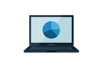 A laptop with a pie chart on the screen.