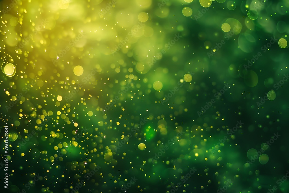 Wall mural green tech particle bokeh background.