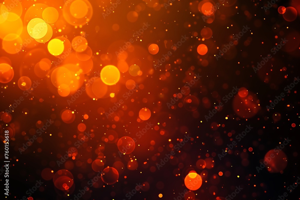 Wall mural orange tech particle bokeh background.