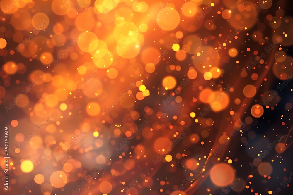 Wall mural orange tech particle bokeh background.