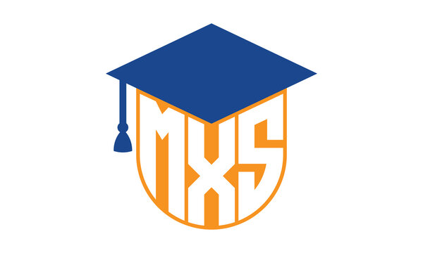 MXS initial letter academic logo design vector template. school college logo, university logo, graduation cap logo, institute logo, educational logo, library logo, teaching logo, book shop, varsity	
