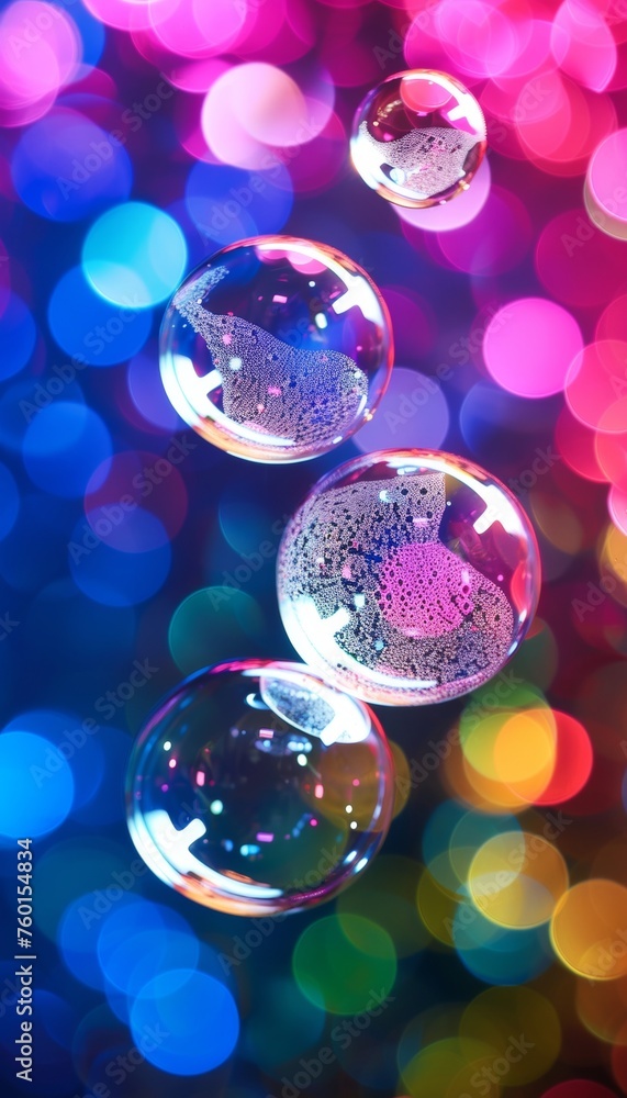 Poster vivid rainbow reflection in soap bubble creating a colorful and vibrant background