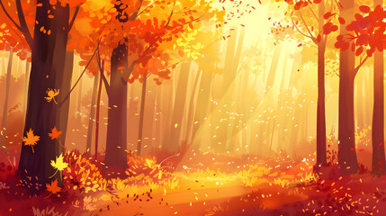 Beautiful autumn background, autumn forest wallpaper, cozy nature