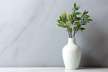 beautiful white vase with green flowers