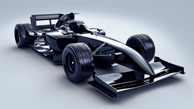 Formula 1 Car, Black. F1 Car on white background.