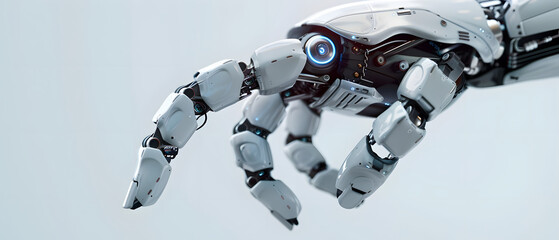 AI Robot Hand Isolated on a White Background - obrazy, fototapety, plakaty
