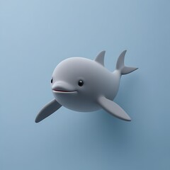 Porpoise 3D sticker vector Emoji icon illustration, funny little animals, porpoise on a white background
