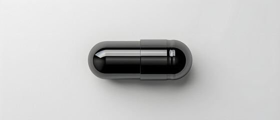 Black Pill Isolated on a Off White Background - obrazy, fototapety, plakaty