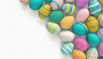 Fototapeta na wymiar Happy Easter Egg Symphony: Pastel Colors on White Background, Seamless Easter Pattern: Colorful Easter Eggs on White Background