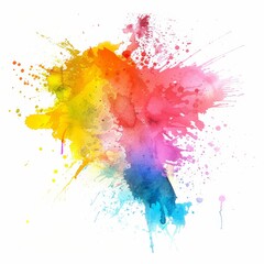 A lively watercolor celebration, where vivid splashes of blue, pink, and yellow dance across the canvas.