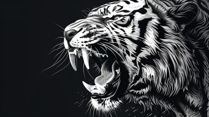 tiger head, hand drawn illustration.