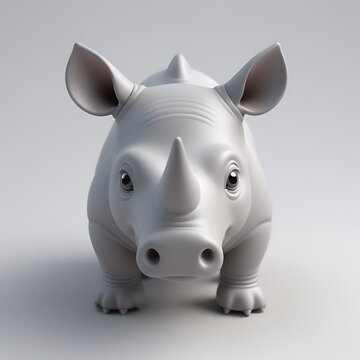 Rhinoceros 3D sticker vector Emoji icon illustration, funny little animals, rhinoceros on a white background