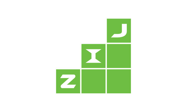 ZIJ initial letter financial logo design vector template. economics, growth, meter, range, profit, loan, graph, finance, benefits, economic, increase, arrow up, grade, grew up, topper, company, scale