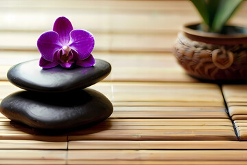 Obraz na płótnie Canvas zen stones and orchid