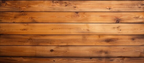 Obraz premium A closeup shot of a hardwood brown plank wooden wall with a blurred amber background, showcasing the beautiful wood grain and natural wood stain