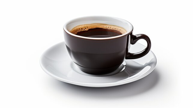A high-resolution image showcasing a steaming cup of coffee on a clean, white background, emphasizing simplicity and elegance