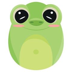 Easter egg template painted with animal motifs, i.e. painted in the form of a green frog, for posters, banners or holiday cards