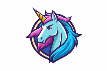 Unicorn logo, on white background vector art illustration