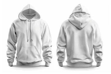 Fotobehang Men's white blank hoodie template,from two sides, for your design mockup for print, isolated on white background 22 © MUS_GRAPHIC