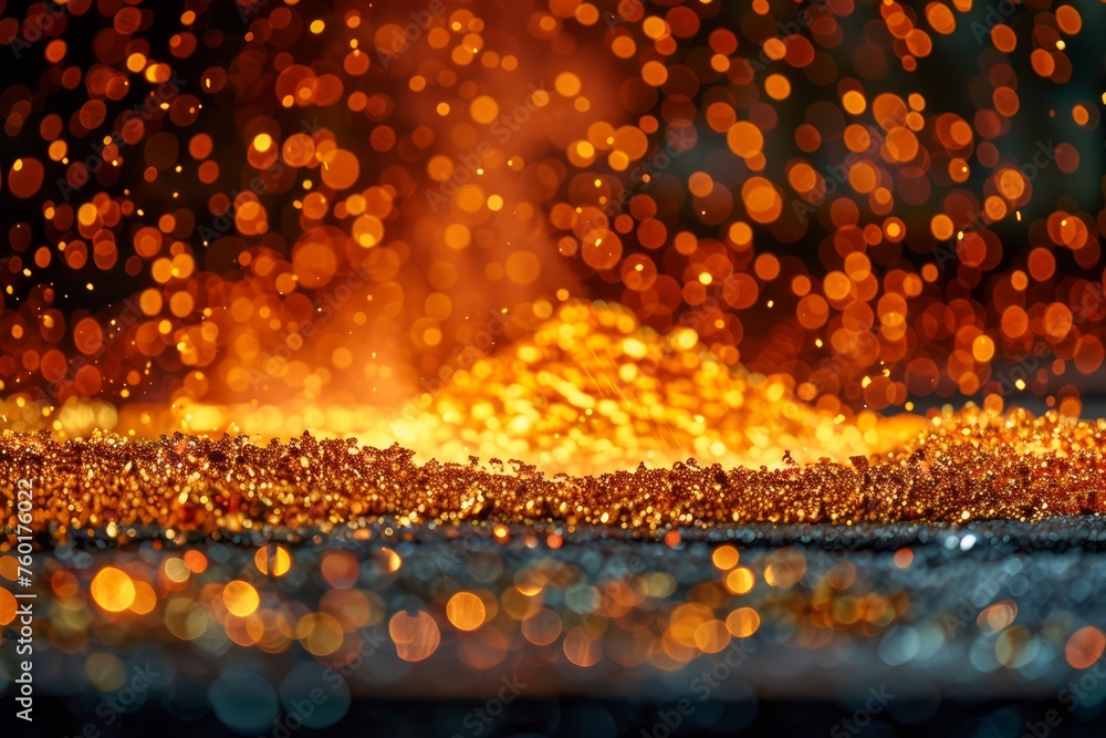 Aufkleber magical glittering background with sparkling orange bokeh lights and shimmering effect