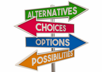 Alternatives Options Choices Possibilities Arrow Signs Choose Best Way 3d Illustration