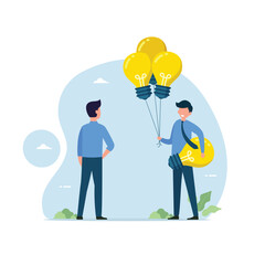 
Employee bring many ideas to increase company revenue. Business and financial concept vector illustration