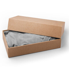 Creative t shirt packaging isolated on plain background , suitable for clothing element project.