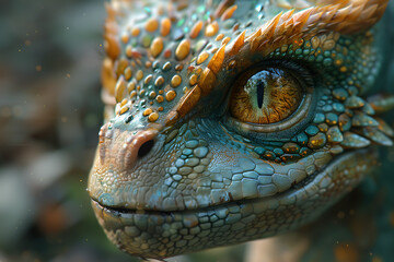 Naklejka premium A whimsical and enchanting image featuring a magical creature from a fairy-tale world, a small and mystical dragon.
