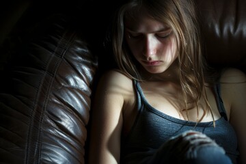 A distressed teenage girl sits in front of her computer, visibly upset as she reads hurtful and bullying messages on her laptop screen, reflecting the growing issue of cyberbullying among youth.