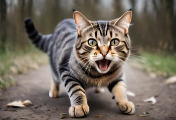 Naklejka na ściany i meble portrait of a shorthair, cat in anger
