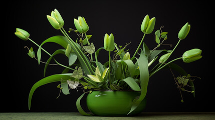 Arranjo de tulipas verdes isolada