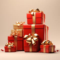 Fototapeta premium Colorful giftboxes isolated on white background. 3D illustration.