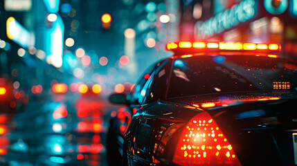 blurred lights and cars on a city street at night.