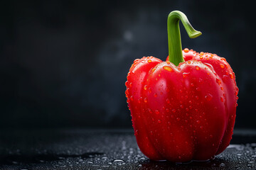 Red bell pepper, capsicum isolated on black backdrop