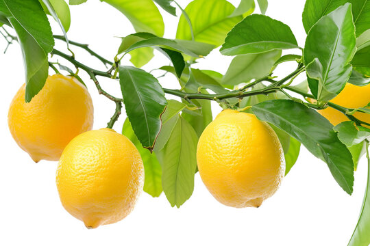 Yellow Lemon Isolated on a Transparent Background.